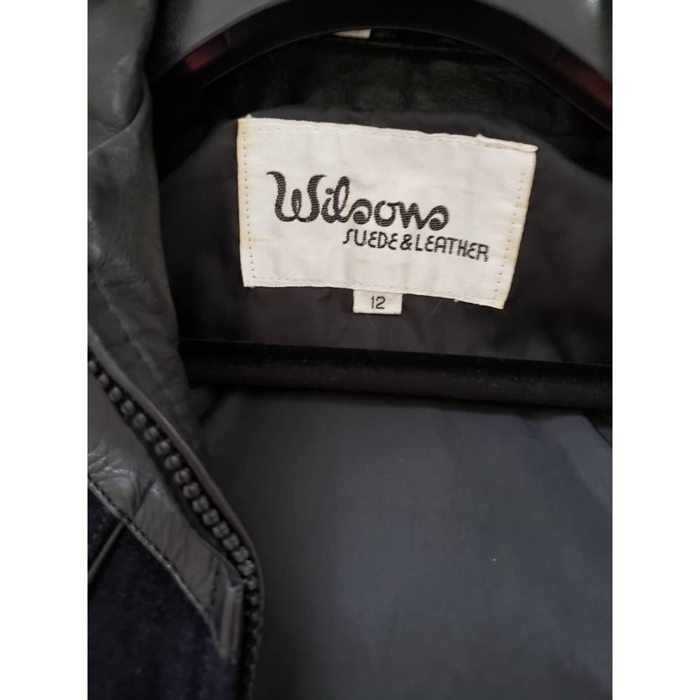 Wilson's  Black Leather/suede  1980's Moto Funk style waist jacket - Picture 14 of 15